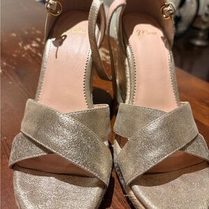 J. Crew Metallic Gold Heeled Sandals